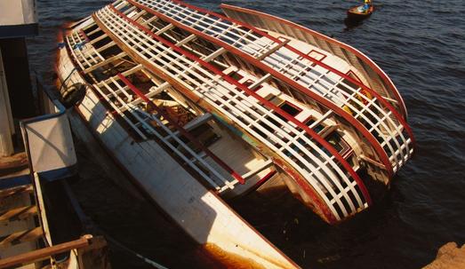 Capsized passenger boat