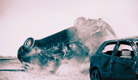Car filliped over due to two car accident