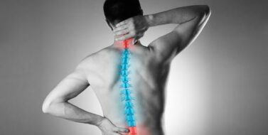 Cgi image of a man with pain in the spine