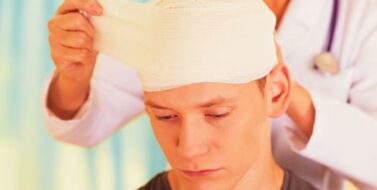 Young man with trauma of the head