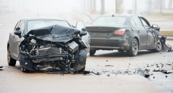 Cars in head on collision